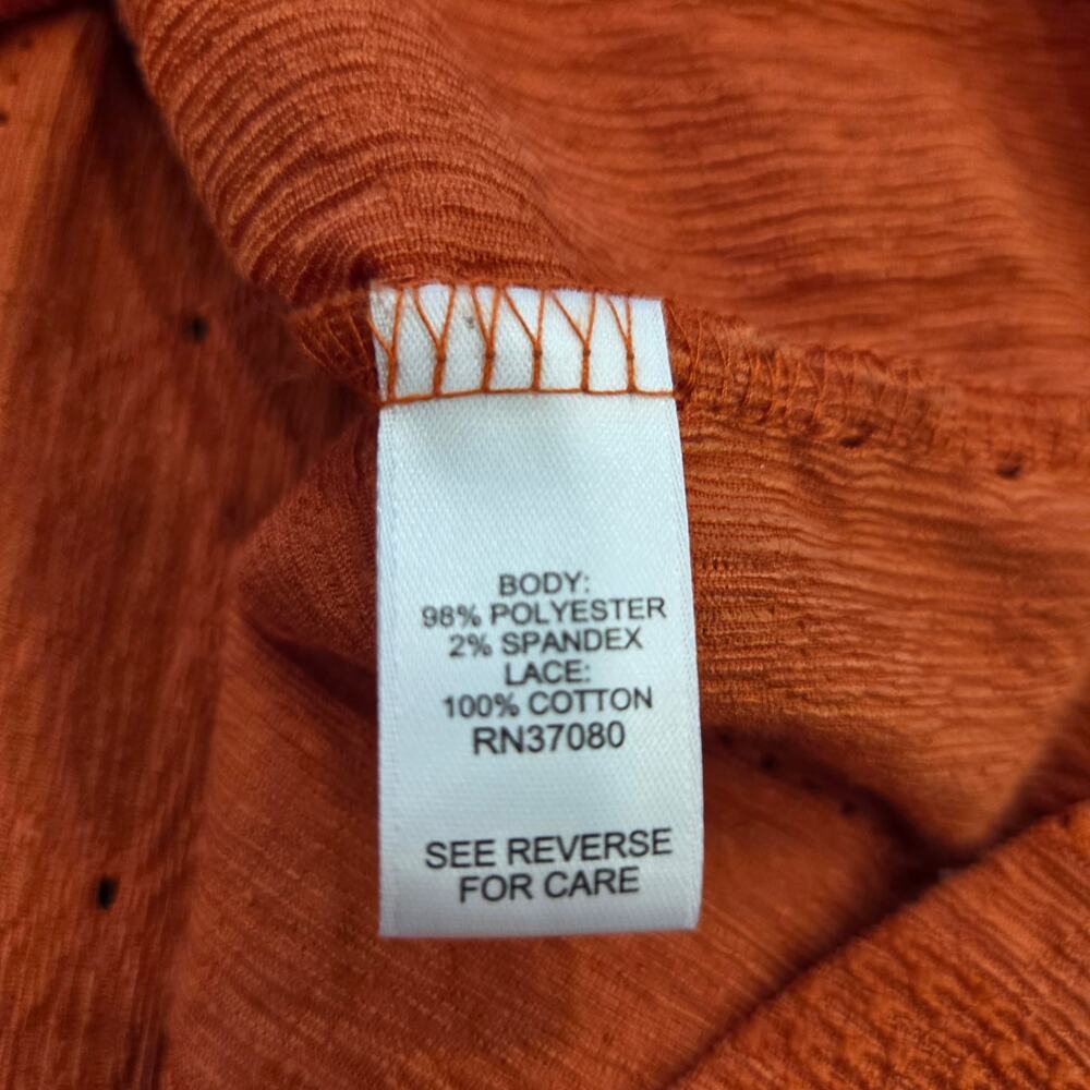 Cato Boho Orange Lace Trim Peasant Tunic Blouse Womens Size 14 16W - Picture 11 of 12